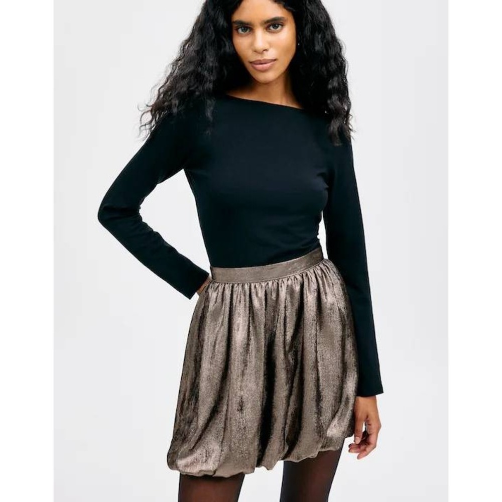 Madewell Metallic Bubble-Hem Mini Skirt Bronze Foil Party‎ Holiday NT386 Size 0